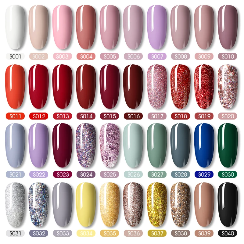 ROSALIND Gel Nail Polish Set Professional Tool Kit Glitter Vernis Semi Permanent Nail Art Base Top Coat UV LED Gel Polish Set