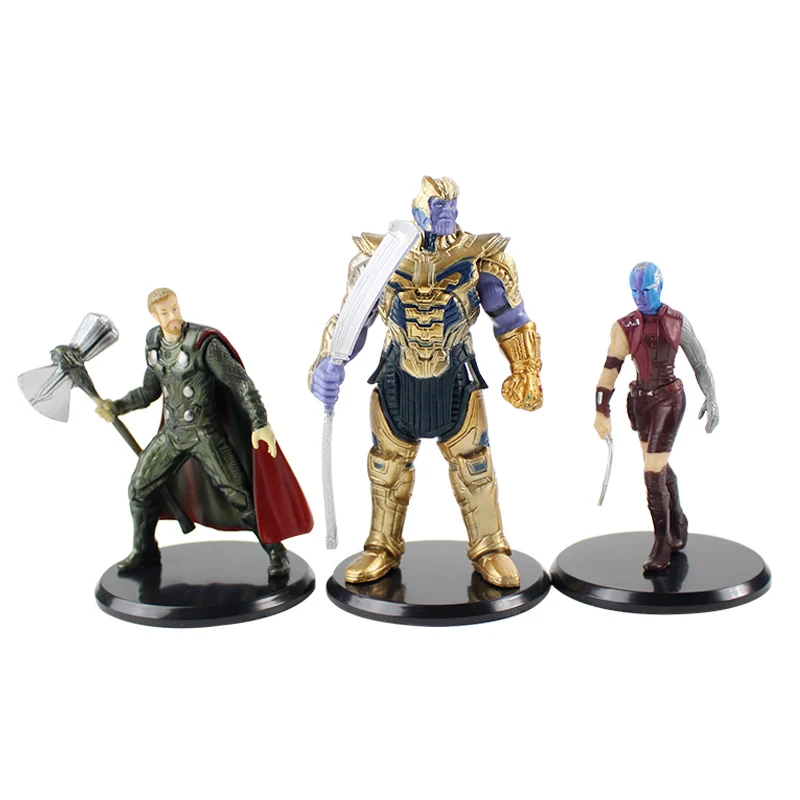 8pcs/lot Infinity War Avengers Action Figures Thanos Iron Man Thor Captain America Carol Antman Nebula Model Toys