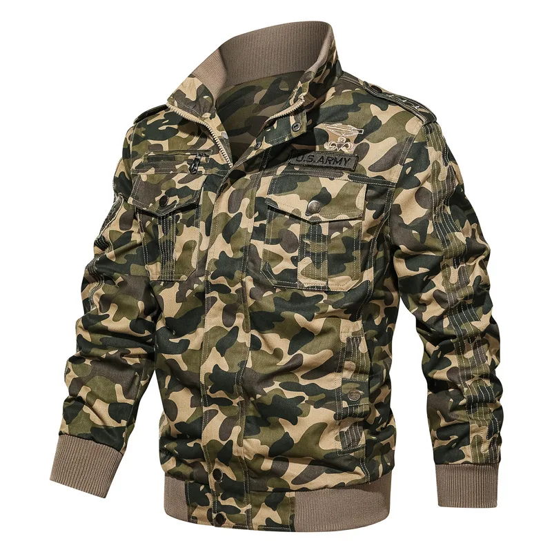 

Nice Autumn Military Tactical Jacket Men Spring Casual Cotton Washed Coat Streetwear Army Camouflage Pilot Flight Jacket Men 7XL