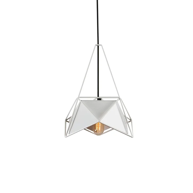 Скандинавский Алмазный подвесной светильник с геометрическим рисунком, подвесной светильник, светодиодный светильник для кухни, гостиной, кафе, бара, подвесной светильник E27 - Цвет корпуса: White