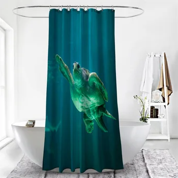 

High Quality Personality Ocean Turtle Pattern 3D Digital Printing Shower Curtain Polyester Proof Water Mildew Shower Curtain