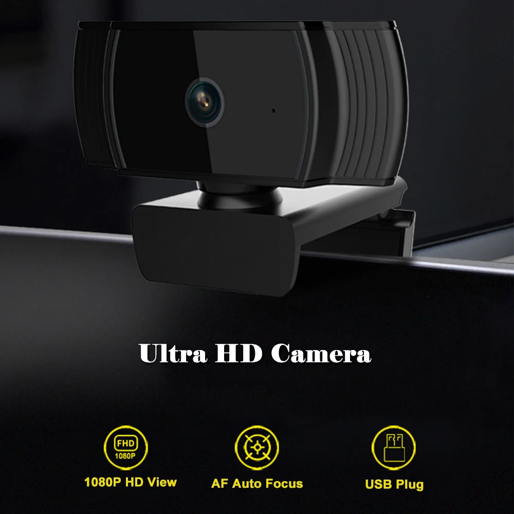 Веб камера HD 1080P Pro с автофокусом Full Широкоформатная мини для видеозвонков и