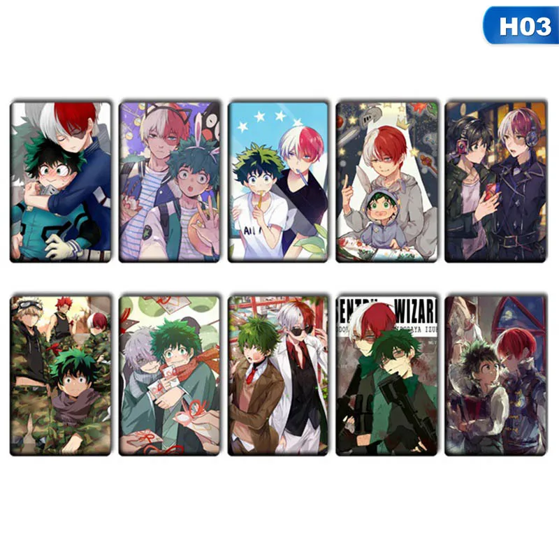 10 шт./компл. Аниме Boku без мой герой Todoroki шото Deku Почтовые открытки Стикеры артбук подарок Косплэй реквизит набор - Цвет: H03