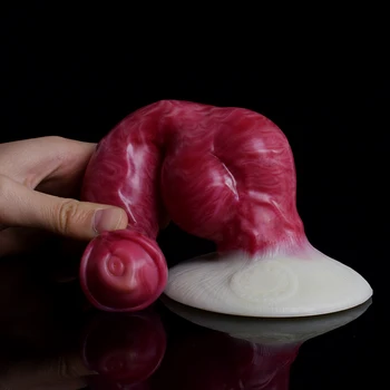 FAAK 2022 New Animal Dog Knot Dildo With Sucker Multi Color Vagina Stimulate Anal Plug Silicone Fake Penis for Beginners Sex Toy 5