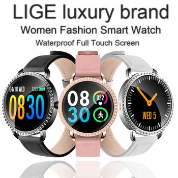 

LIGE fashion SmartWatch Women Waterproof Activity Fitness Tracker Bluetooth For Android ios Heart rate monitor reloj inteligente