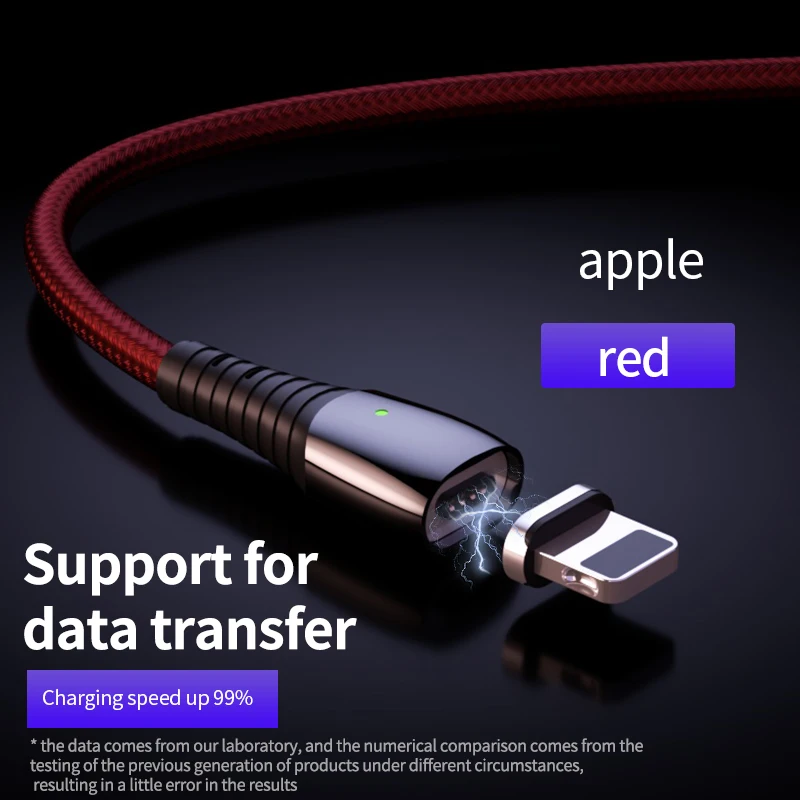 Магнитный usb-кабель Meide 2 м для iPhone XS samsung, зарядное устройство Micro USB type C, быстрая зарядка Micro usb type-C - Цвет: For Apple Red