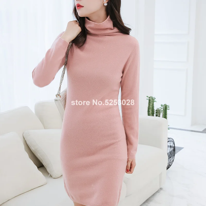 

2019 Autumn Winter Cashmere Sweater Women Pile Collar Long Pullover Slim Long-sleeved Solid Color Wild Sweater