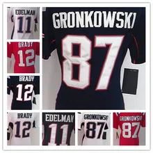 Элитные женские, дамские, лучшее качество, стилизованные, Новая Англия s, 12# Tom Brady,#87 Rob Gronkowski#11 Julian_Edelman Джерси