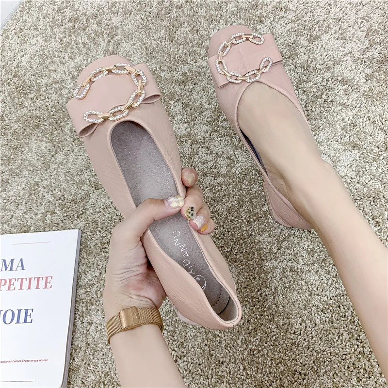 

Peas ~~~ Shoes Women's Korean-style Autumn ~~~ Round Low Heel Foot Covering Shallow Mouth Single Shoes Women's Fashion ~~~ WOMEN