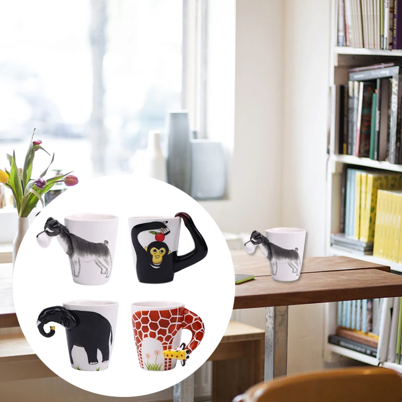 Подарок Животные ручка кружка Керамическая ручная роспись 3D домашний офис