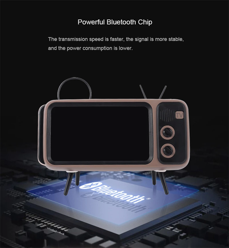 Беспроводной Bluetooth динамик Ретро ТВ стиль держатель телефона Подставка TF карта и USB диск