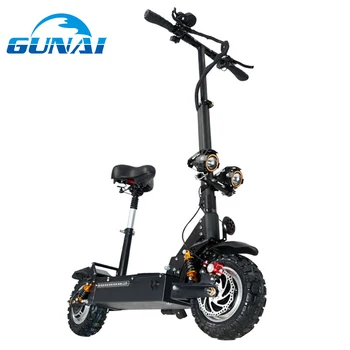 

GUNAI 11 inch Electric Scooter 60V 24Ah 3200W Double Drive Motor Adult Scooter Max Speed 70km/h with Removeable Seat