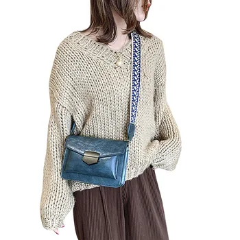 

Small Vintage Cross Body Bag Solid Color Adjustable Removable Broadband Fashionable Shoulder Massage Bag For Women and Girls