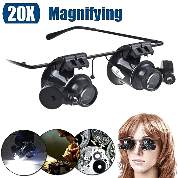 

20X Loupe Magnifying Glasses Jewelery Microscope Watch Repair Tool LED Magnifier P666