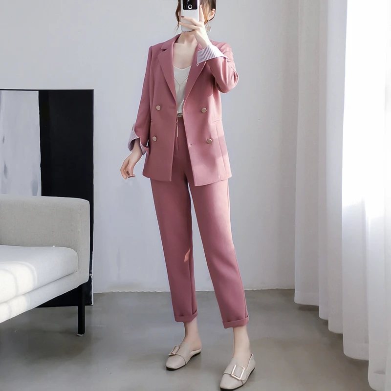 Pink blazer set womens Outlet