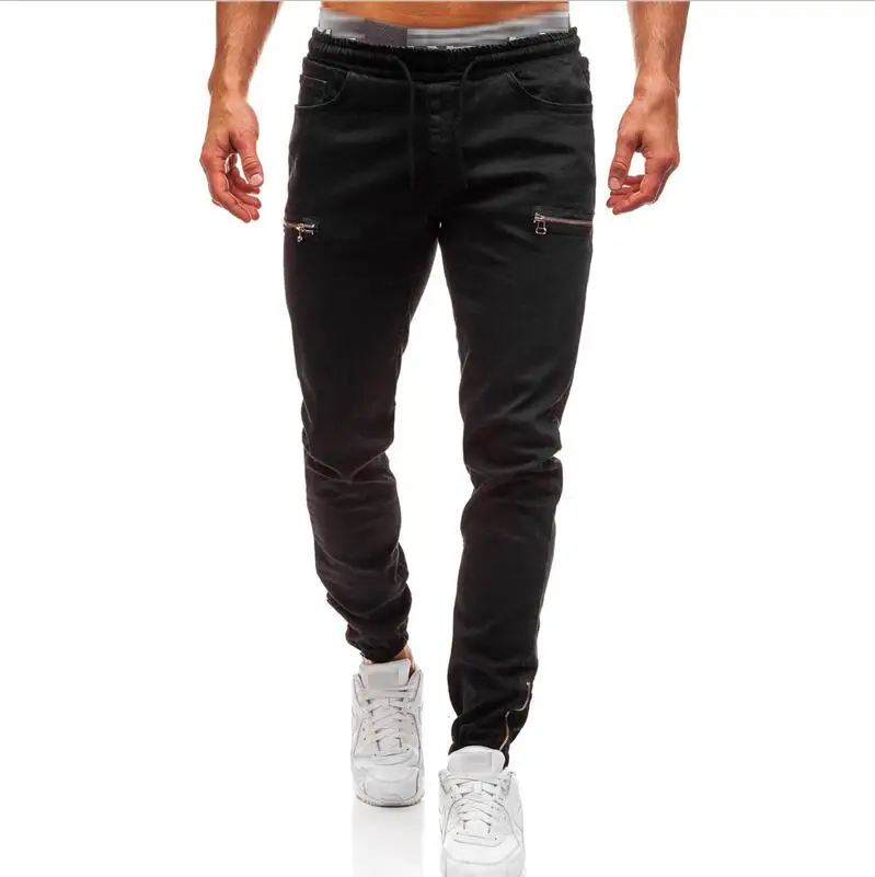 Black 3 вида стилей Для мужчин эластичные узкие байкерские Slim Fit джинсовые Для мужчин с несколькими карманами, брюки карандаш с молнией Для мужчин повседневные джинсы модные повседневные штаны - Цвет: Black