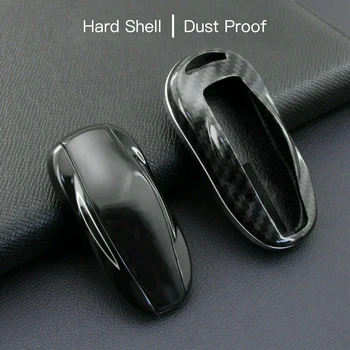 

Car Key Case Carbon Fiber Hard Shell Cover Parts Fit For Tesla Model 3 Model S Car Key Accessories