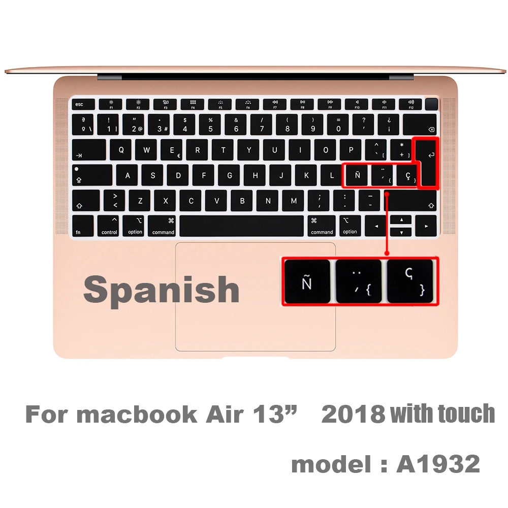 Spanish EU-Enter EU-Key Keyboard Cover Protector for Macbook Pro 13Air 11 12 15 touch bar A1706/A1466/A1707/A1990/A2159/A1932