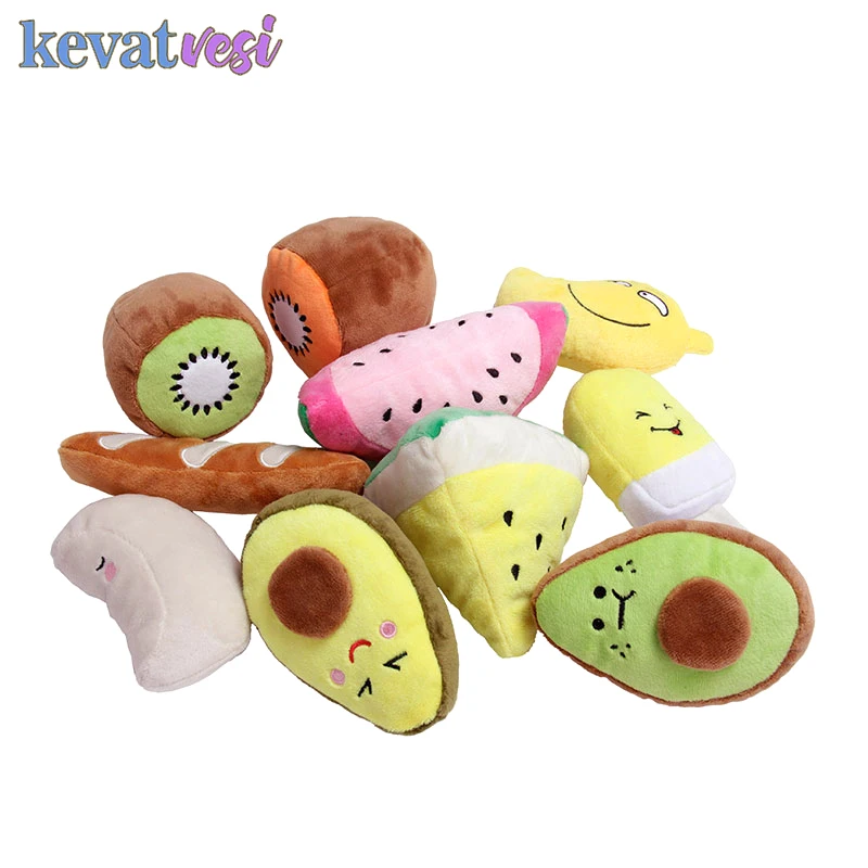 

Dog Plush Toy Cute Dog Chew Toys Squeaky Fruit Cartoon Puppy Toy Creative Sounding Toy Interactive Training Dog Cat Pet Supplies