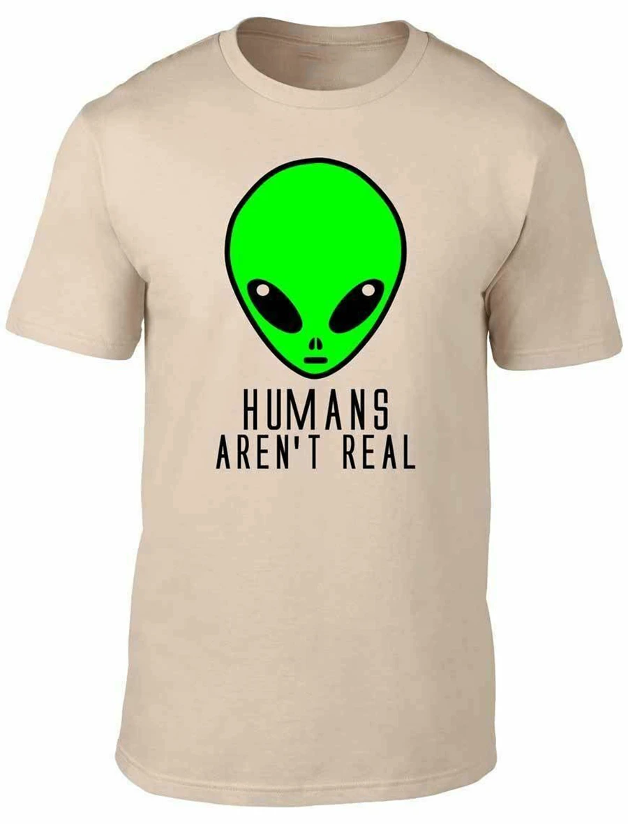 Мужская футболка люди не настоящие забавная с инопланетянами научная фантастика