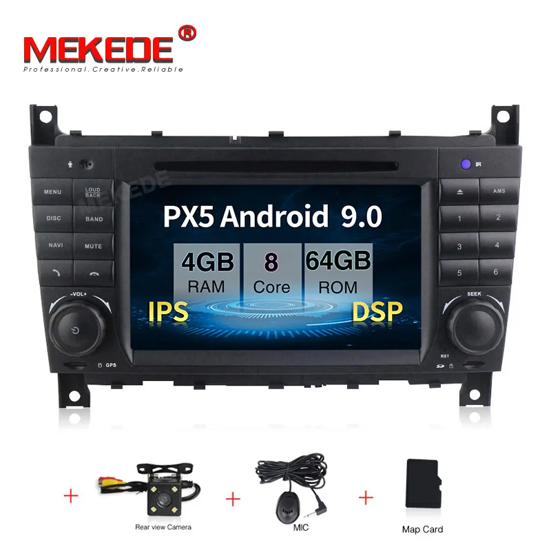 add camera PX5 4 Гб+ 64 ГБ Android 9,0 автомобильный мультимедийный плеер для Mercedes Benz W203 C180 C200 C220 C230 C240 C250 W209 2005-2006 DSP ips радио - Цвет: add camera