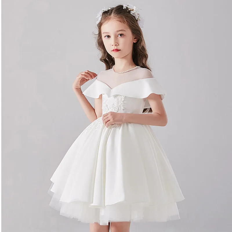 Vestidos blancos para niñas, para fiestas, cumpleaños, ropa para niños, de flores para niñas, disfraz de princesa 10 a 12 años - AliExpress