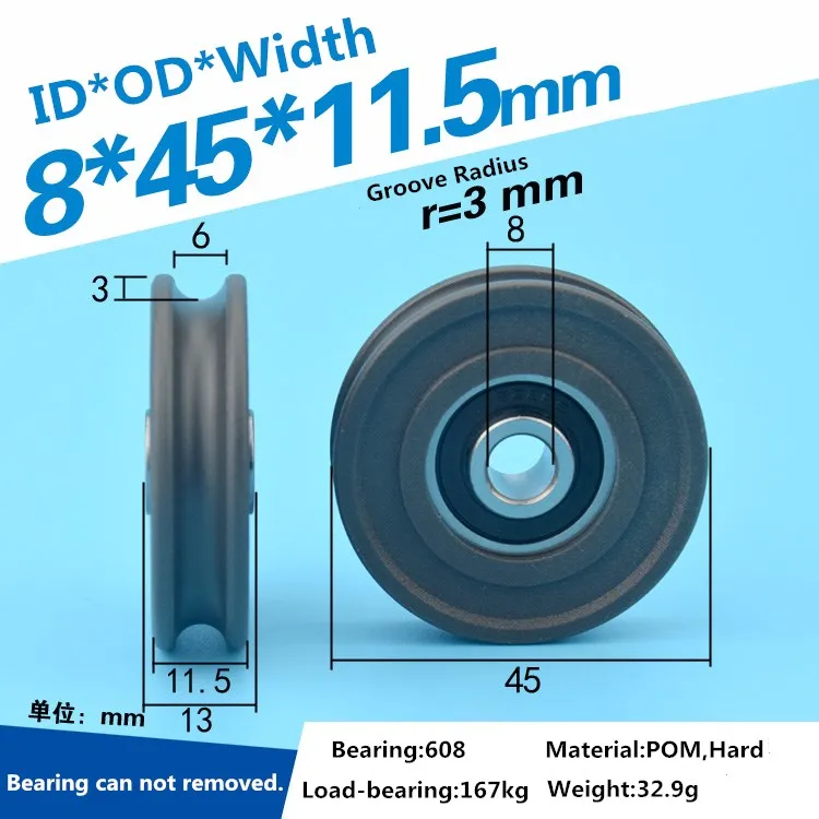 4 Pulegge Con Scanalatura A U 8x40x20.7 Mm - Per Porte, Finestre, Guide Meccaniche | Scorrimento Liscio E Silenzioso - Foto 6