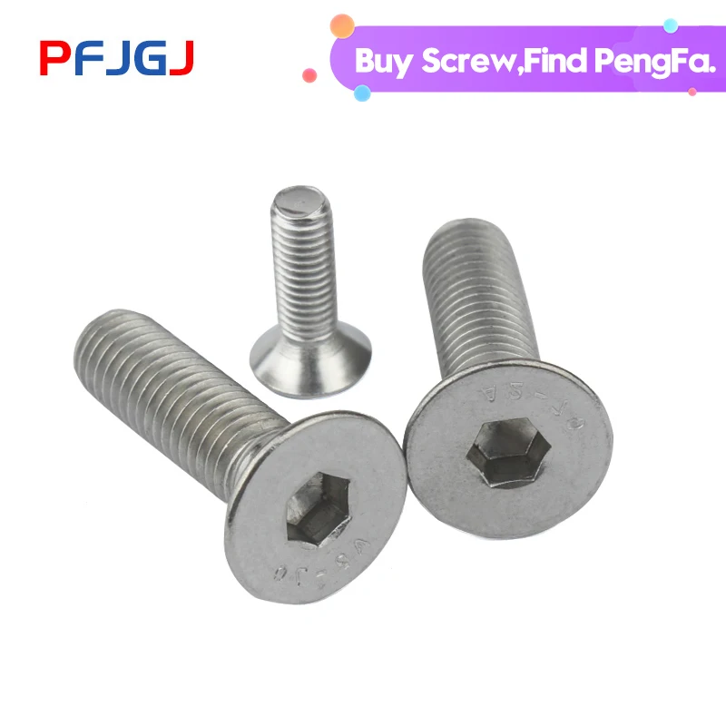 

Peng Fa 201 stainless steel countersunk head inner hexagonal screw DIN7991 flat head inner hexagonal screw flat cup screw M3-M10