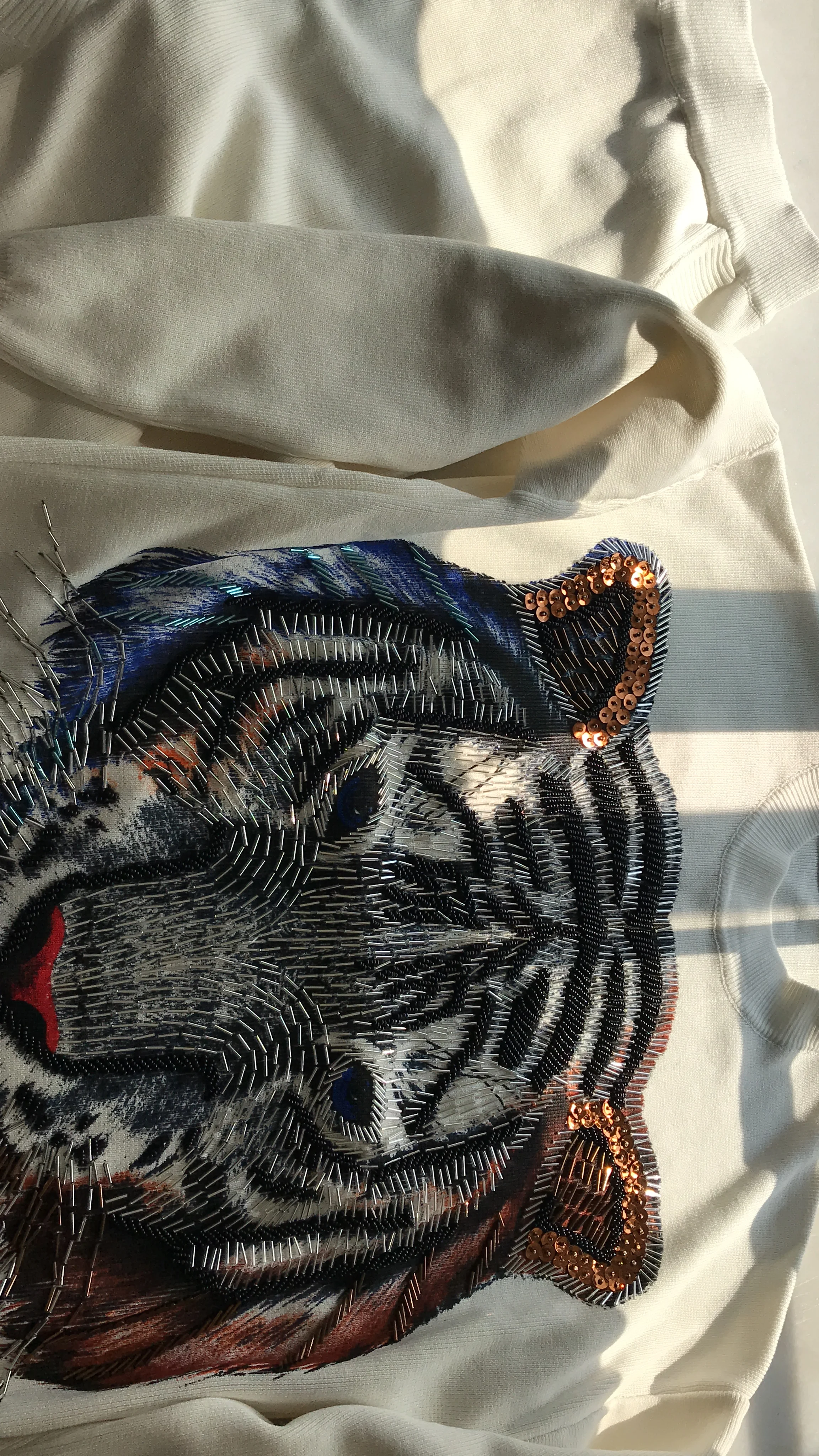 9,22 Трикотажный костюм из 2 предметов, весна-осень, женский модный теплый свитер с бусинами и изображением старого тигра+ свободные брюки, женские вязаные комплекты
