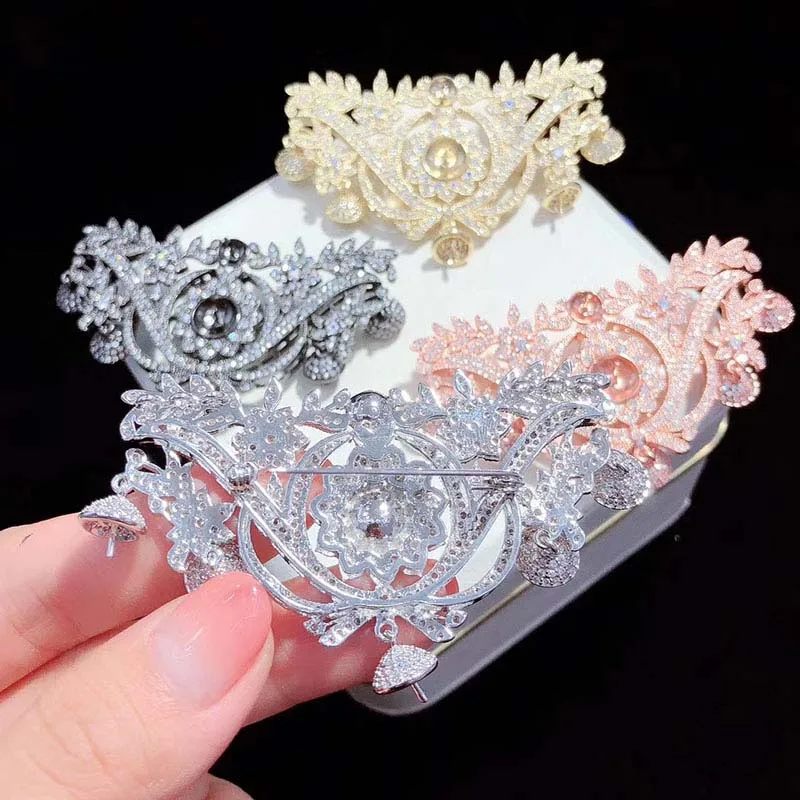 66x43mmWomen's High Quality CZ-inlaid Pearl  Bracelet Buckle, necklace buckle, sweater chain connection buckle, excluding pearls