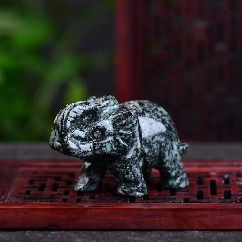 

1Pc Elephant Figurines Craft Carved Natural Stone peony stone Elephant Mini Animals Statue for Home Decor Chakra Healing