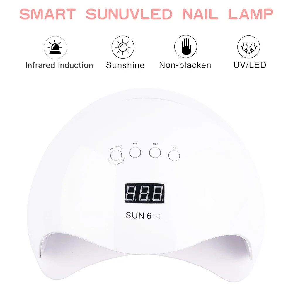 Large SUN 6Pro UV lamp 90W nail dryer automatic induction timing display nail dryer lamp for nail gel polishing and drying nails