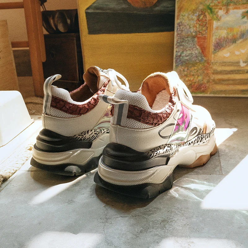 Zapatos de mujer; кроссовки на плоской платформе; Женская Повседневная разноцветная обувь из коровьей кожи; женские кроссовки; basket femme