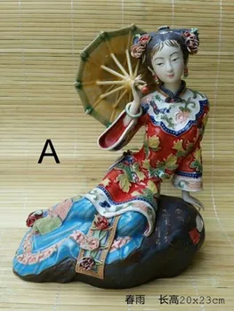 

Ancient beauty Chunyu Shiwan doll ceramic living room tea art hall porch decoration ancient style gift girl Beauty figure Sculpt