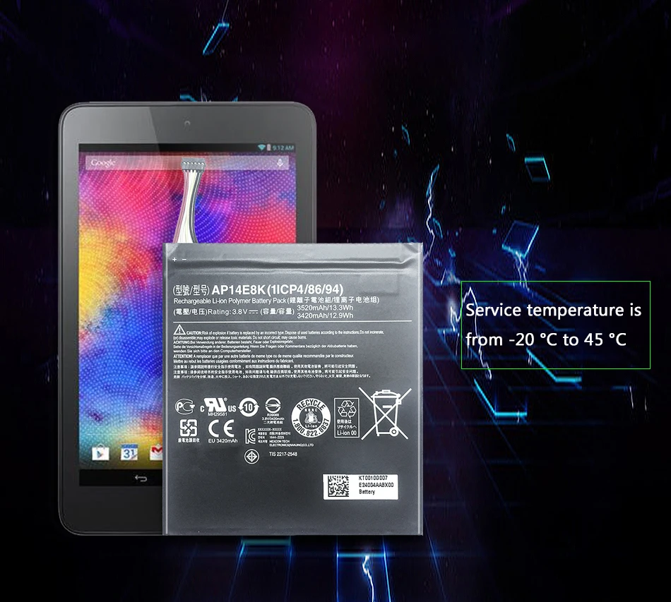 3520mah AP14E8K battery for acer Iconia One 7 B1-750 batteries