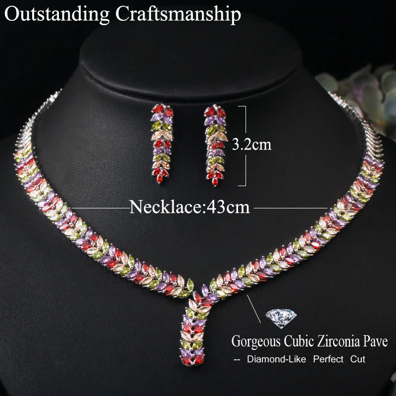 CWWZircons Gorgeous White Gold Color African Nigerian Design Fashion Bridal Wedding CZ Crystal Jewelry Set for Women Party T035|jewelry sets