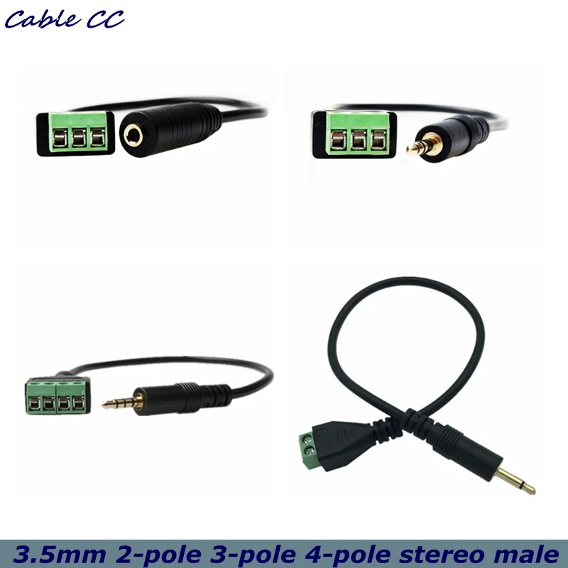 3.5mm Stereo Male to AV Screw Video Balun Terminal - 2/3/4-pole Options, 3.5 Audio Jack with 3-pin Male Terminal Block Plug Connector Description Image.This Product Can Be Found With The Tag Names Computer Cables Connecting, Computer Peripherals, PC Hardware Cables Adapters, Stereo