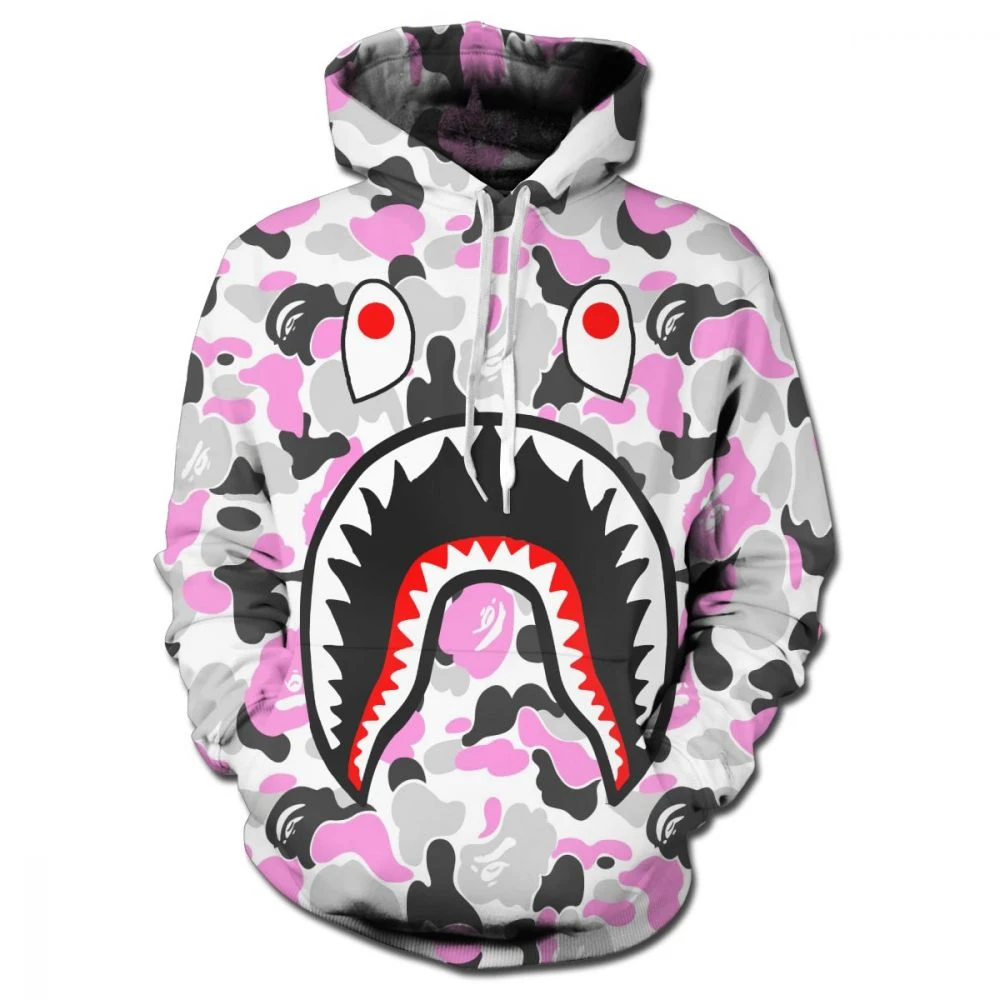 Bape Shark 3d Print Hoodies Men Round Neck Sweatshirt Pullover Funny Comic  Streetwear Cartoon Hoody|Hoodies & Sweatshirts| - AliExpress