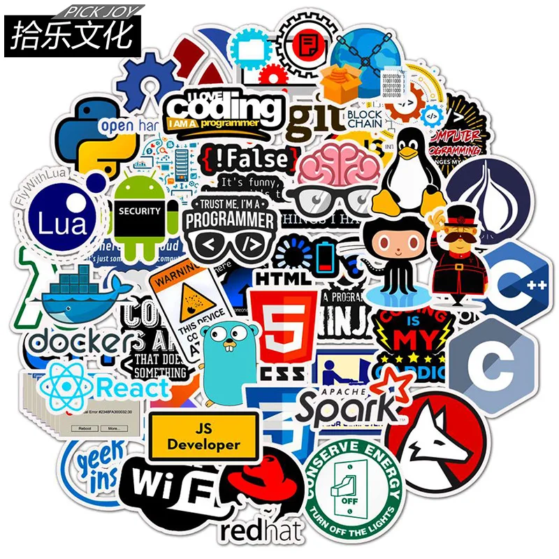 

50pcs Programmer IT Workers Stickers For Guitar Laptop Skateboard Trunk Luggage Decals Bicycle Motorcycle Graffiti Sticker Toys