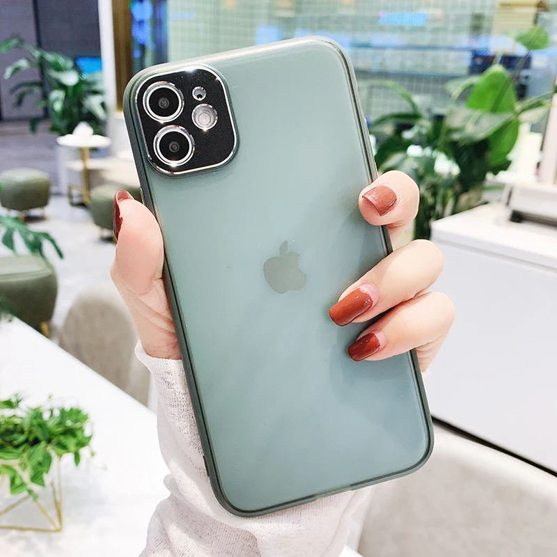 Чехол для iPhone 12 с защитным кольцом камеры матовый мягкий прозрачный чехол из ТПУ
