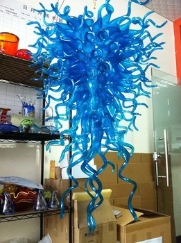 

Wholesale Large Blue Hand Blown Glass Chandelier Light Factory Price E14 Crystal Modern Chandelier on Hot Sale