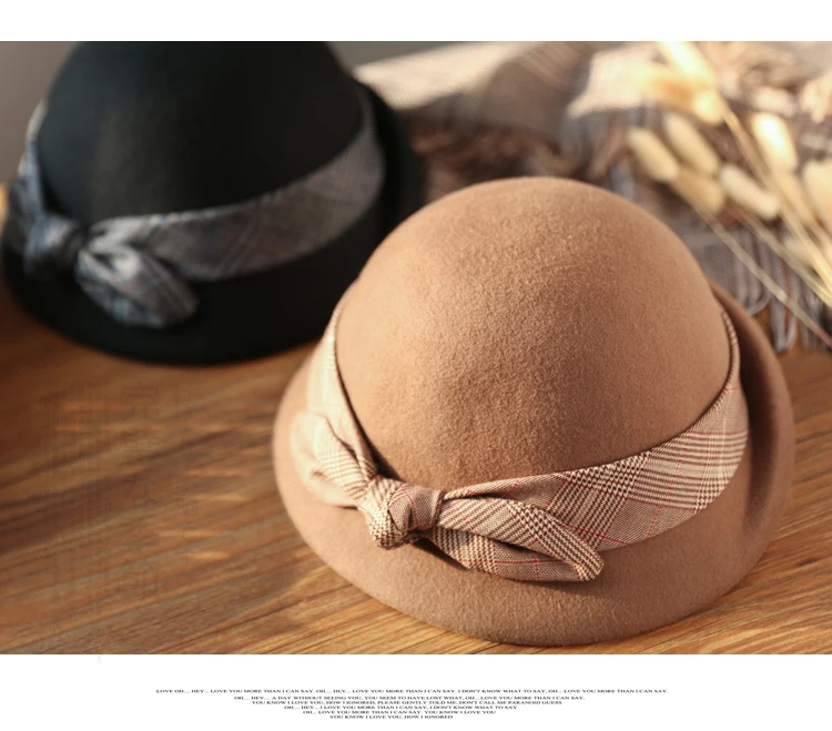 Sedancasesa осень зима фетровые шляпы для женщин ведро купол шерстяные войлочные шляпы-федоры шляпы-котелки для дам с бантом церковный Дерби