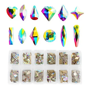 

Professional Multi Shape DIY Nail Art AB Rhinestones Crystal Decoration Holographic Nail Glitter Sequins Sparkly 3D Nail Art