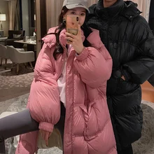 Website Figure Snow Pear And Hooded Down Jacket Female In Long Winter Loose Bread Winter Jacket Coat