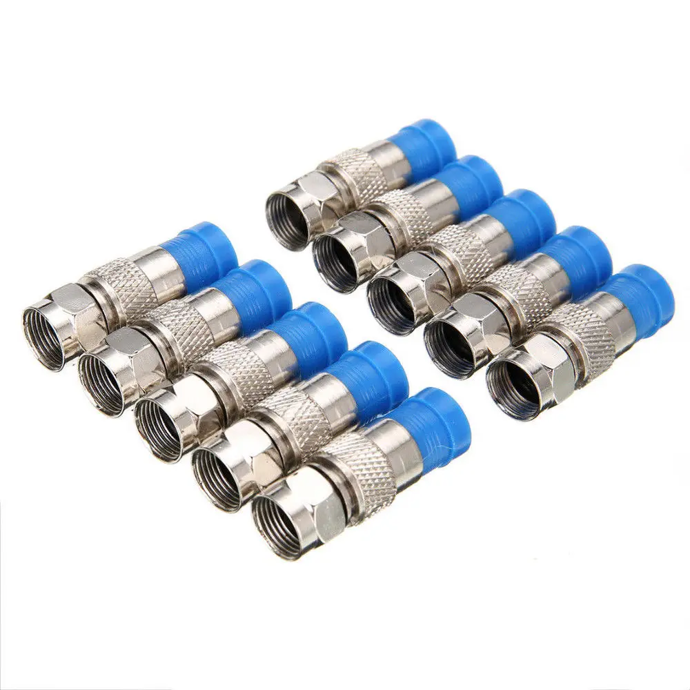 

10pcs RG6 F Compression Connector Coax Cable Coaxial Fitting compression Tools Set for antennas satellite CCTV anti-corrosion