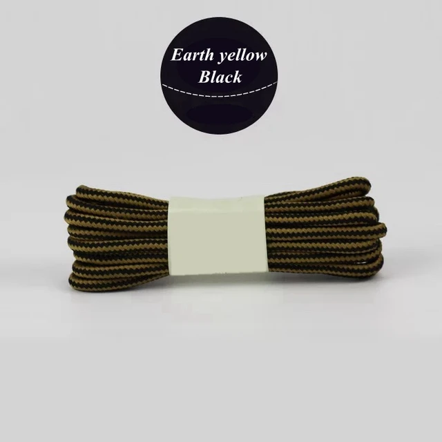 1 Pair 18 Colors Striped Double Color Shoe laces Round Outdoor Sneakers Shoelaces Cotton Boots Shoelace 70CM 90CM 120CM 150CM Earth yellow black
