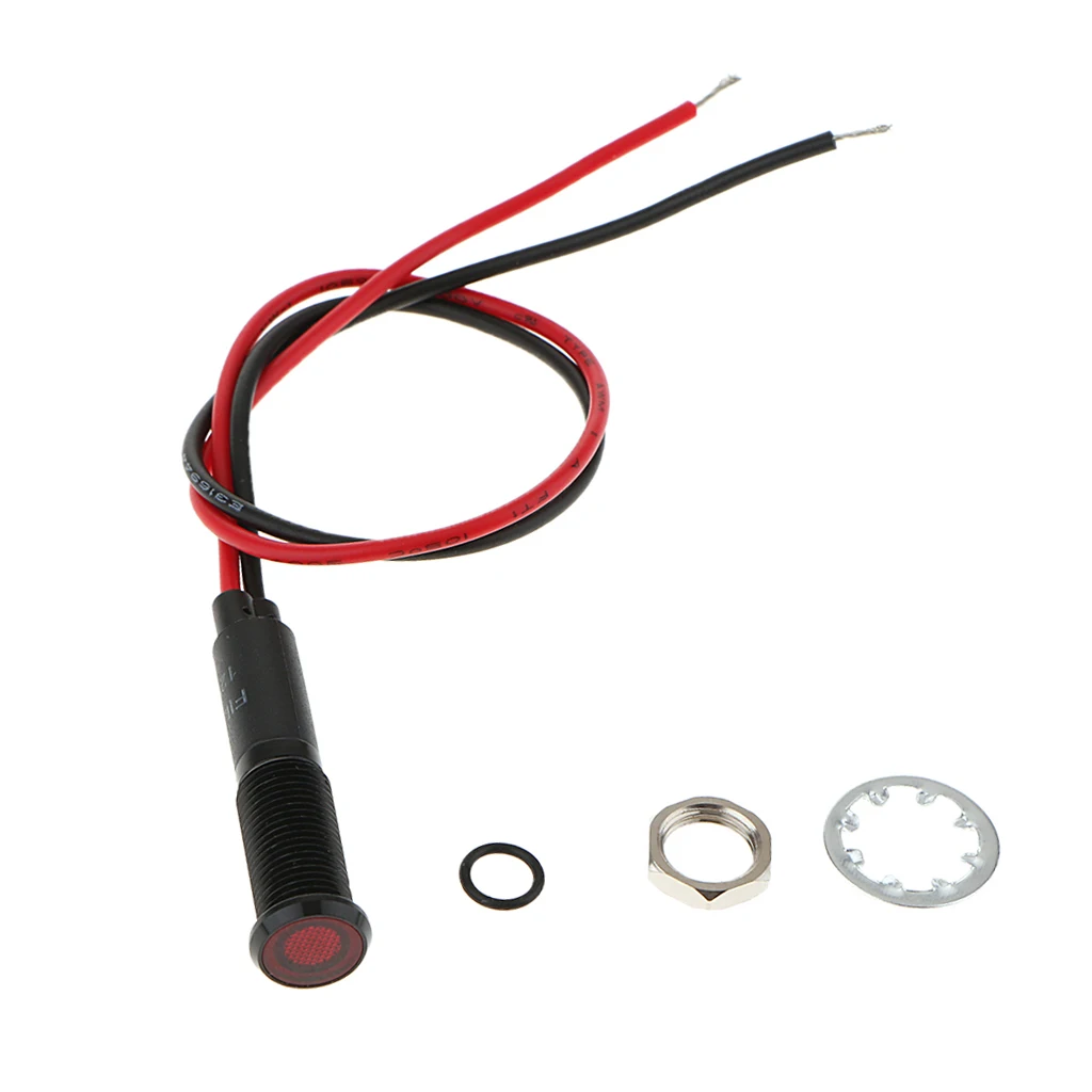 Car Motorcycle Truck DC12V 8mm Dash Panel Indicator Light with Wrie Red