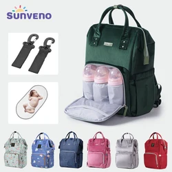 Sunveno mochila para pañales de gran capacidad, bolso para pañales con almohadilla cambiante y COLGADOR PARA cochecito