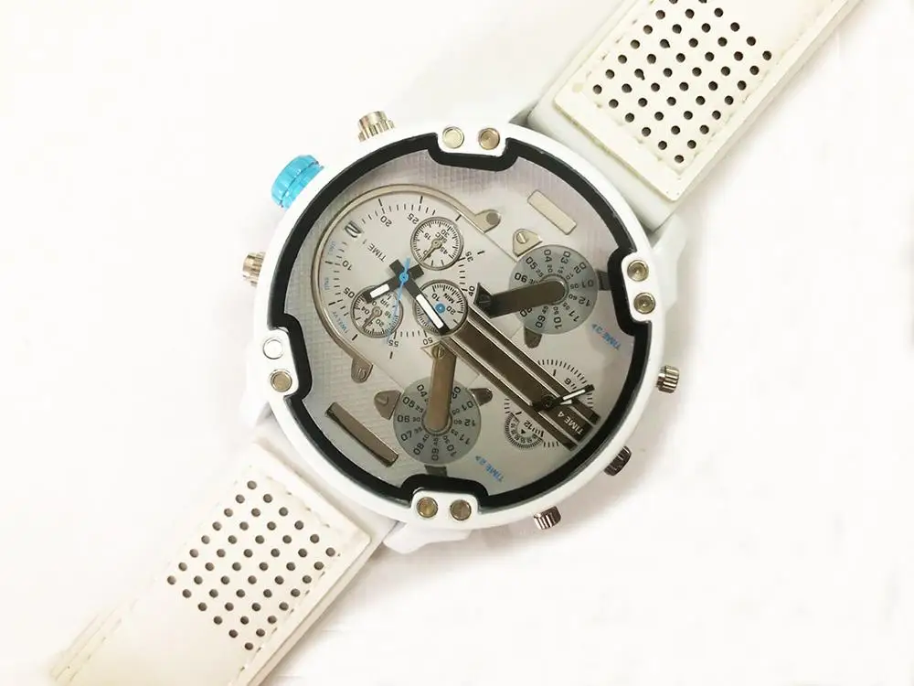 Роскошные деловые часы с двойным циферблатом для мужчин с красной стальной полосой, спортивные кварцевые часы с хронографом, Dz стиль Relogio Masculino 4,5