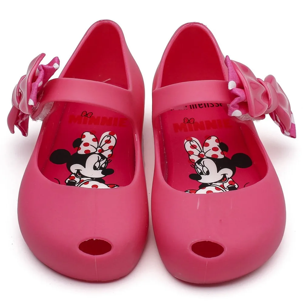 Melissa/мини-обувь г. Новая летняя прозрачная обувь принцессы с бантом и Микки Нескользящие пляжные сандалии для девочек ясельного возраста штифт для пирсинга SH19090
